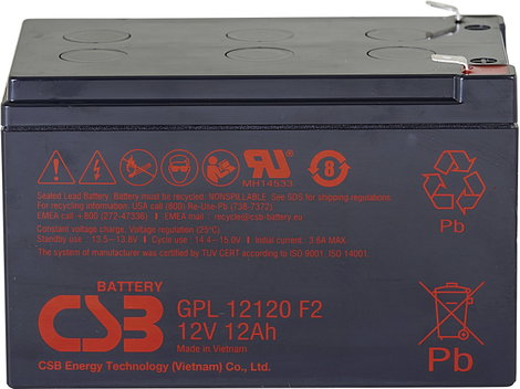 CSB Battery GPL 12120 Ólomakku 12 V 12 Ah Ólom-vlies (AGM) (Sz x Ma x Mé) 151 x 100 x 98 mm 6,35 mm-