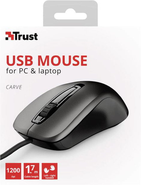Trust CARVE WLAN egér USB Optikai Fekete 3 Gombok 1200 dpi 3. kép