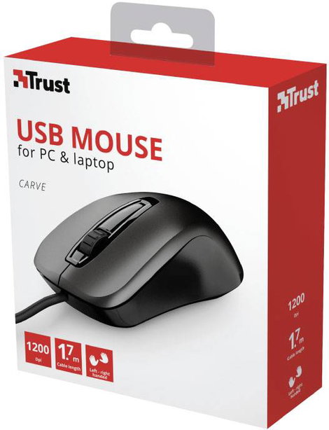 Trust CARVE WLAN egér USB Optikai Fekete 3 Gombok 1200 dpi 4. kép