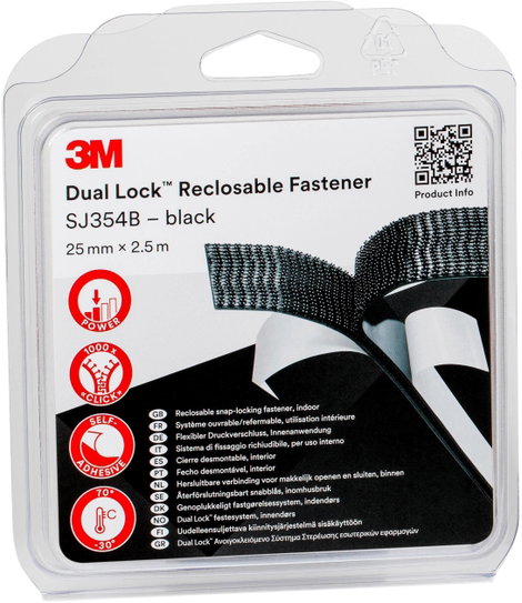 3M Dual Lock Tépőzár Felragasztható (H x Sz) 2.5 m x 25 mm Fekete 1 db 4. kép