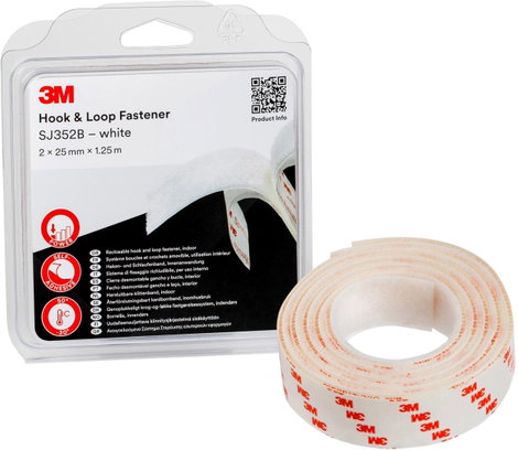 3M SJ352B Tépőzár Felragasztható (H x Sz) 1.25 m x 25 mm Fehér 1 db 2. kép