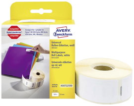 Avery-Zweckform Etikett tekercs 19 x 51 mm Papír Fehér 500 db Leoldható AS0722550 Univerzális etiket