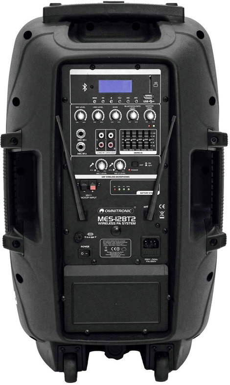 Omnitronic MES-12BT2 Hordohzató PA hangfal 30.48 cm 12 coll Akkuról üzemeltetett, Hálózatról üzemelt 9. kép