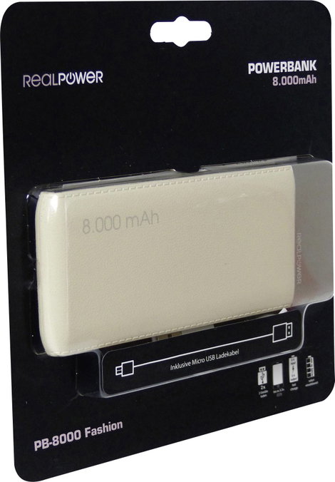 RealPower PB-8000 Powerbank 8000 mAh LiPo Pezsgő 3. kép
