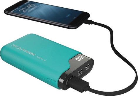 RealPower PB-7500C Powerbank 7500 mAh Lítiumion Zöld 5. kép