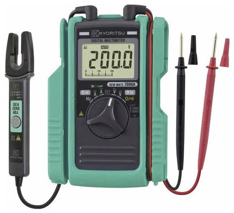 Kyoritsu KEW Mate 2000 A Kézi multiméter, Lakatfogó digitális CAT III 300 V, CAT II 600 V Kijelző (d