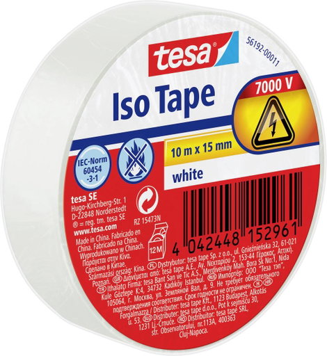 tesa Iso Tape 56192-00011-22 Szigetelőszalag Fehér (H x Sz) 10 m x 15 mm 1 db