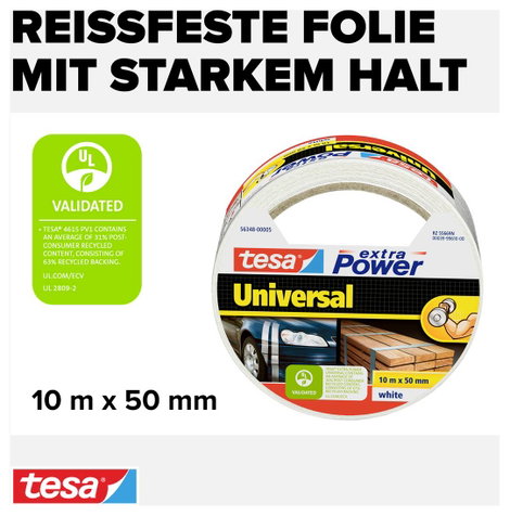 tesa UNIVERSAL 56348-00005-05 Szövet ragasztószalag tesa® extra Power Fehér (H x Sz) 10 m x 50 mm 1  3. kép
