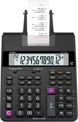 Casio HR-200 RCE Nyomtató asztali számológép Elemekről üzemeltetett, Hálózatról üzemeltetett (opcion