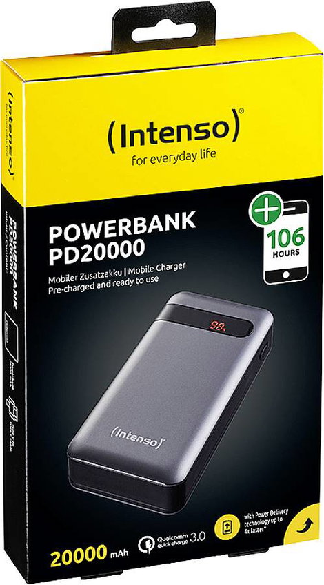Intenso PD20000 Powerbank 20000 mAh Quick Charge 3.0, Power Delivery 3.0 LiPo Fekete állapotjelző 2. kép