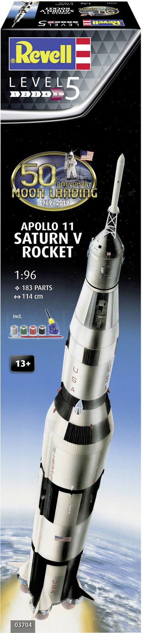 Revell 03704 Apollo 11 Saturn V Rocket Teremjármű építőkészlet 1:96 4. kép