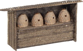 MBZ 80287 H0 4 méhkaptár menedékkel 3D nyomtatott modell, Lasercut építőkészlet