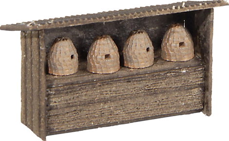 MBZ 80287 H0 4 méhkaptár menedékkel 3D nyomtatott modell, Lasercut építőkészlet