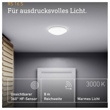 Steinel 110081895 RS 16 LED Glas LED-es mennyezeti lámpa mozgásjelzővel LED Fixen beépített LED-es 9 3. kép