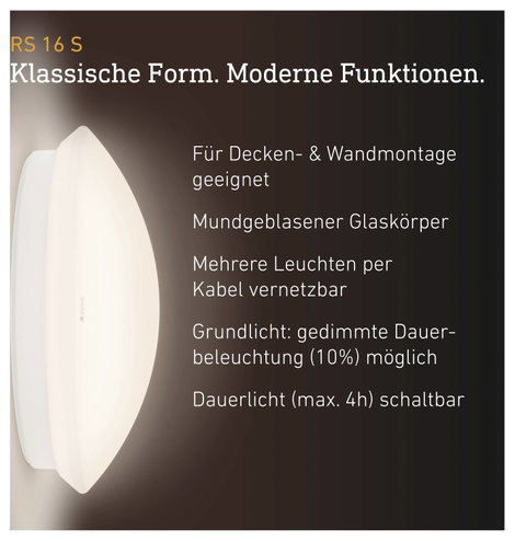 Steinel 110081895 RS 16 LED Glas LED-es mennyezeti lámpa mozgásjelzővel LED Fixen beépített LED-es 9 4. kép