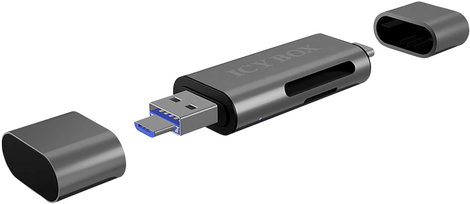 ICY BOX IB-CR200-C, SD/microSD USB 2.0 Card Reader mit Type-C® & -A und Micro-B Anschlüs USB stick U