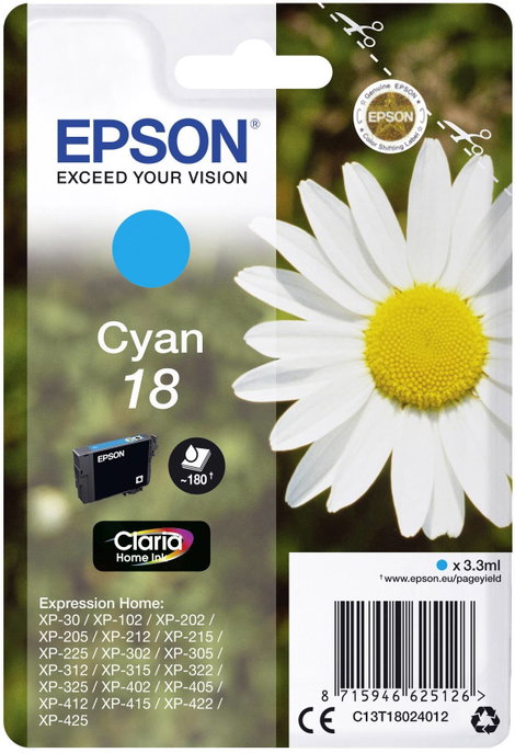 Epson T1802, 18 #####Tinte Eredeti Cián