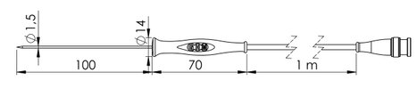 Greisinger GF 1T-E1.5 Beszúrós érzékelő -70 - 250 °C Érzékelő típus Pt1000
