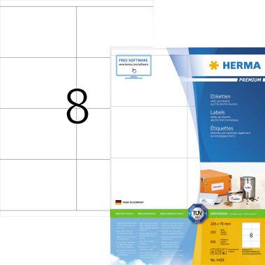 Herma 4426 Univerzális etikett 105 x 70 mm Papír Fehér 800 db Véglegesen tapadó Tintasugaras nyomtat