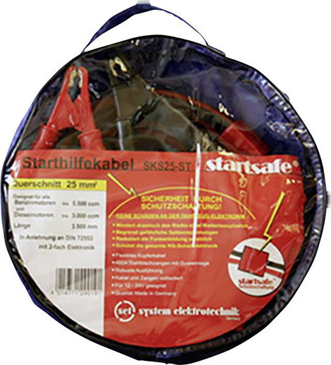 Indítássegítő kábel 25 mm² 3,5 m, védő kapcsolóval, acéllemez fogóval, SET SKS25-ST 2. kép
