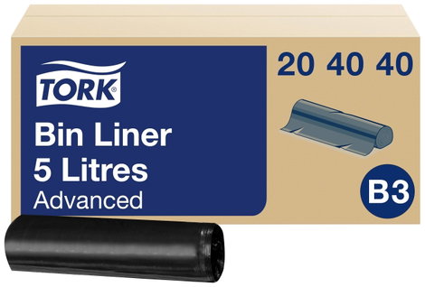 TORK Advanced Szemeteszsák 5 l Műanyag Fekete 1000 db 2. kép