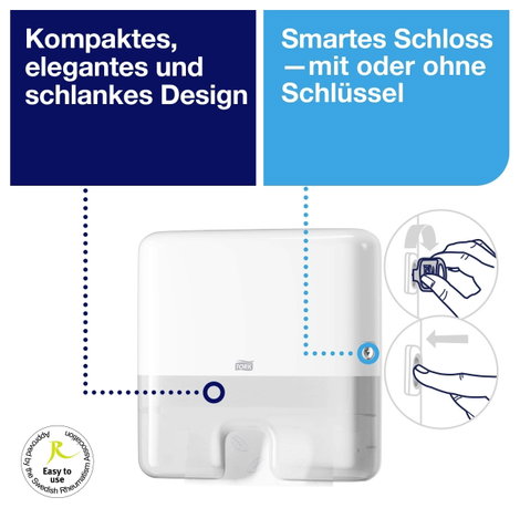 TORK 552100 Xpress Mini Papír kéztörlő adagoló Fehér 1 db 3. kép