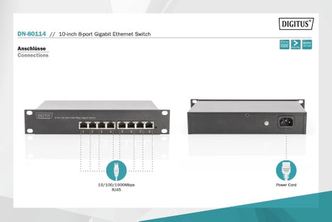 Digitus DN-80114 Hálózati switch 8 port 10 / 100 / 1000 MBit/s 4. kép