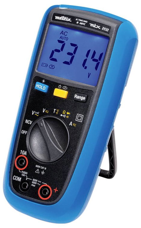 Metrix MTX 202 Kézi multiméter digitális Fröccsenő víz ellen védett (IP54) CAT III 600 V Kijelző (di 2. kép