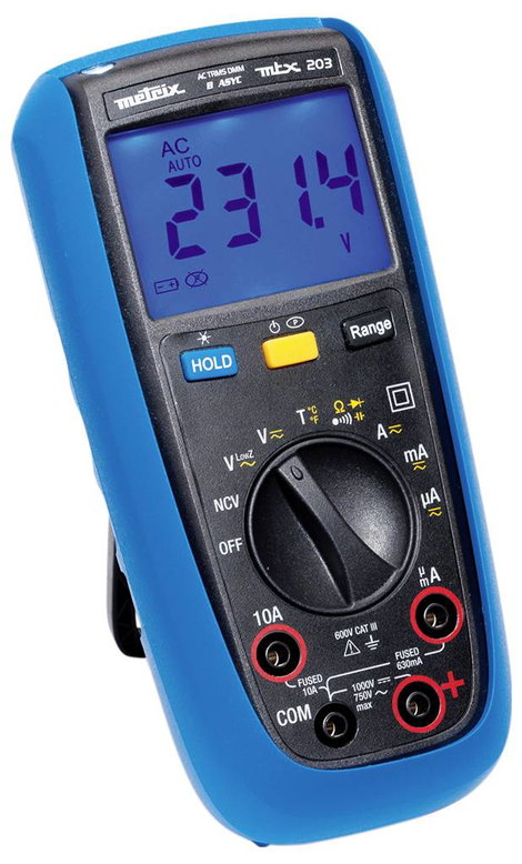 Metrix MTX 203 Kézi multiméter digitális Fröccsenő víz ellen védett (IP54) CAT III 600 V Kijelző (di 2. kép