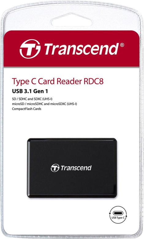 Transcend TS-RDC8K2 Külső memóriakártya olvasó USB-C® USB 3.1 (1. gen) Fekete 2. kép