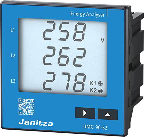 Digitális beépíthető mérőműszer háttérvilágítással, Janitza UMG 96-S2