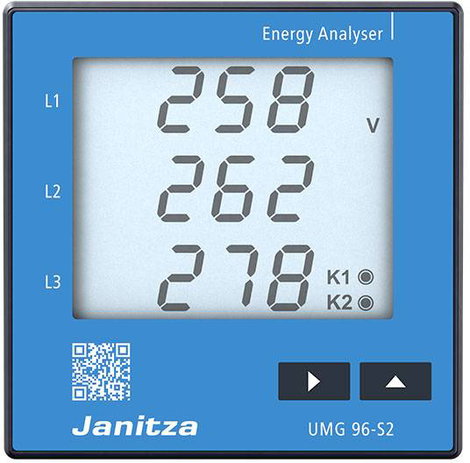 Digitális beépíthető mérőműszer háttérvilágítással, Janitza UMG 96-S2 3. kép