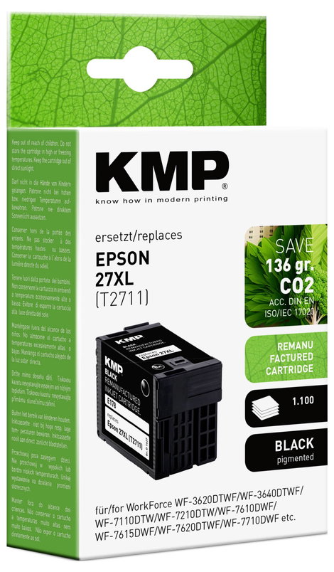 KMP Tinta helyettesíti Epson 27XL, T2711 Kompatibilis Fekete E178 1627,4001 2. kép