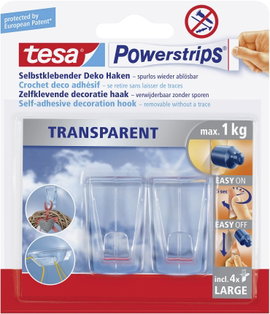 tesa POWERSTRIPS® Ragasztó kampó Nagy Átlátszó