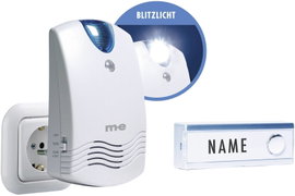 m-e modern-electronics FG1.2 Rádiójel vezérlésű csengő Teljes készlet Névtáblával, Vakuval