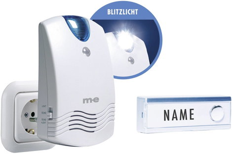 m-e modern-electronics FG1.2 Rádiójel vezérlésű csengő Teljes készlet Névtáblával, Vakuval