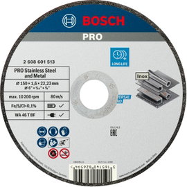 Bosch Accessories 2608601513 2608601513 Vágótárcsa, egyenes 150 mm 1 db