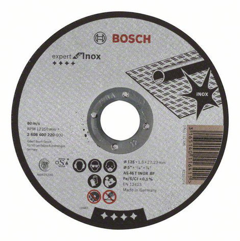Bosch Accessories 2608600220 2608600220 Vágótárcsa, egyenes 125 mm 1 db Acél
