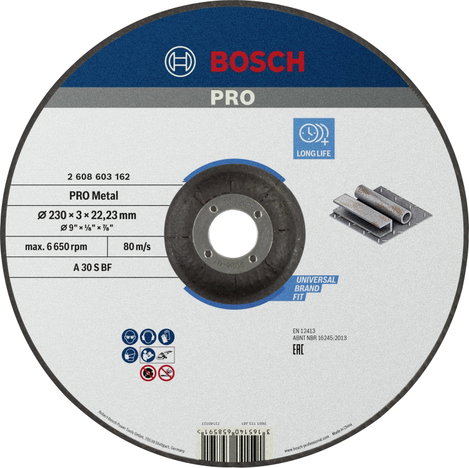 Bosch Accessories 2608603162 2608603162 Vágótárcsa, hajlított 230 mm 1 db Acél