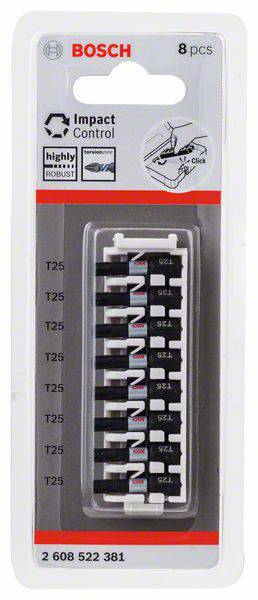 Bosch Accessories 2608522381 2608522381 Ütésszabályozó csavarhúzó készlet, 8 darab, T25-tel, 25 mm 2 2. kép