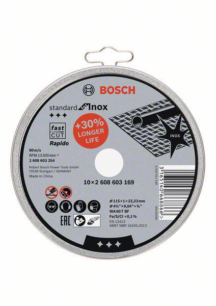 Bosch Accessories 2608603254 2608603254 Vágótárcsa, egyenes 115 mm 1 db Acél 3. kép