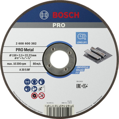 Bosch Accessories 2608600382 2608600382 Vágótárcsa, egyenes 150 mm 1 db Acél