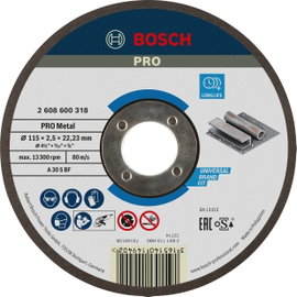 Bosch Accessories 2608600318 2608600318 Vágótárcsa, egyenes 115 mm 1 db Acél