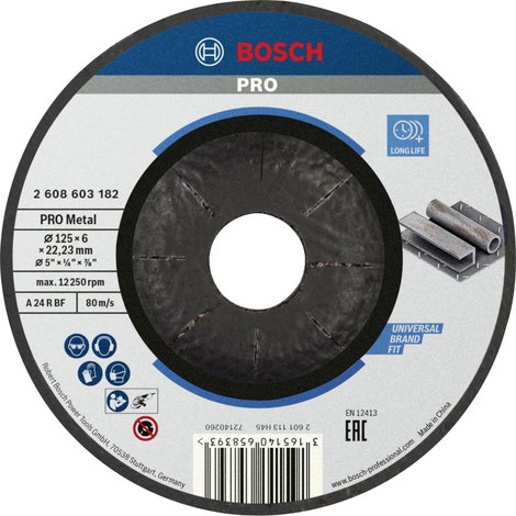 Bosch Accessories Bosch Power Tools 2608603182 Nagyolótárcsa, hajlított 125 mm 1 db Acél