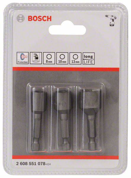 Bosch Accessories 2608551078 Dugókulcs betét 8 mm, 10 mm, 13 mm 50 mm 1 készlet 2. kép