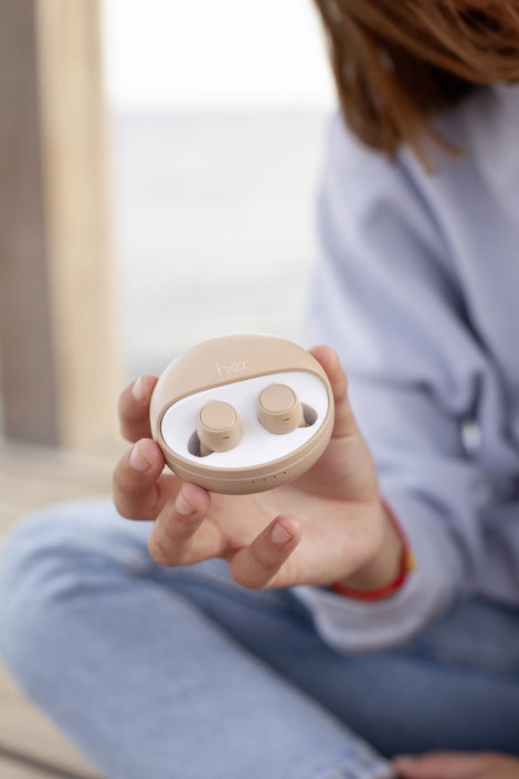 HER HX-12 In Ear headset Bluetooth® Bézs 12. kép