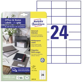 Avery-Zweckform 3474-10 Univerzális etikett 70 x 37 mm Papír Fehér 240 db Véglegesen tapadó Tintasug