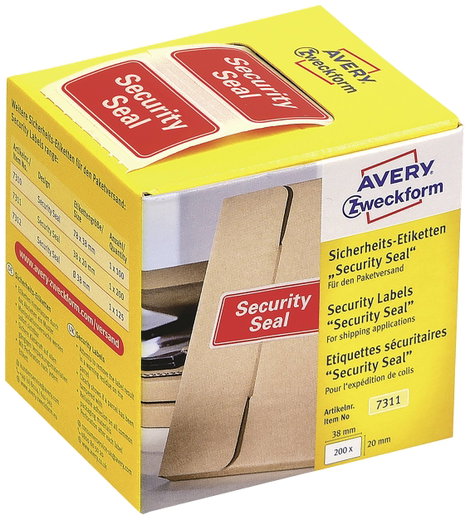 Avery-Zweckform 7311 Biztonsági etikett 38 x 20 mm VOID fólia Piros 200 db 2. kép