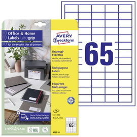 Avery-Zweckform 3666-10 Univerzális etikett 38 x 21.2 mm Papír Fehér 650 db Véglegesen tapadó Tintas