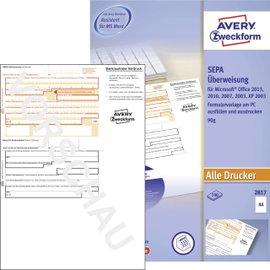 Avery-Zweckform Átutalás nyomtatvány SEPA-Überweisung DIN A4 Lapok száma: 100 2817